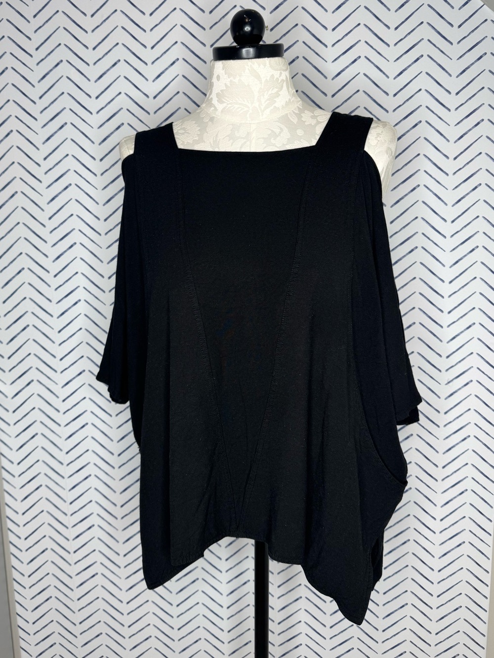 Nomad Black Cotton Bohemian Tunic Size Large Cotton